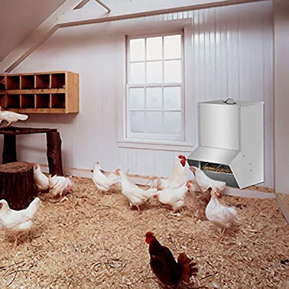 30-50lb Capacity Galvanized Chicken Feeder Weatherproof coop Dispenser,30lb
