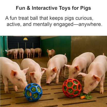 2Pcs Pig Enrichment Toys, Treat Ball Toy for Mini Pigs and Farm, Hanging Chew Ball Enrichment Toy with Rope for Pigs to Play with