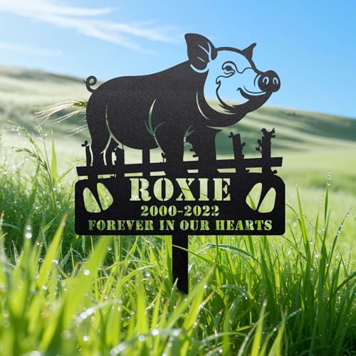 Startop Personalized Pig Memorial Plaque – Custom Metal Pet Grave Marker for Outdoor Garden & Yard, Pig Memorial Stone for Loss of Pet, Sympathy Gift for Pig Lovers Pig2 - color: pig02, size: Pig