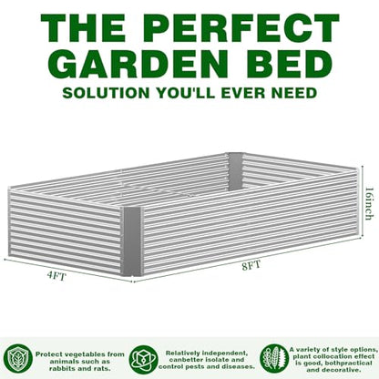 Galvanized Steel Raised Garden Bed, Extra Large Outdoor Planter Box for Vegetables & Herbs, Rust-Resistant and Easy to Clean DIY Garden Box (2, 8×4×1.4ft) - size: 8×4×1.4ft