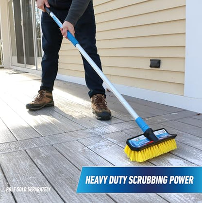 Unger Professional Hydropower Lock-On 10” Bi-Level Scrub Brush, Cleaning Supplies, Scrubber Tool, Compatible with Waterflow Poles, Use in Garage, Driveway, Deck, Concrete, Cement, & Brick(Pack of 12) - size: 10 inches (Pack of 12), style: Multi-Angle Scru