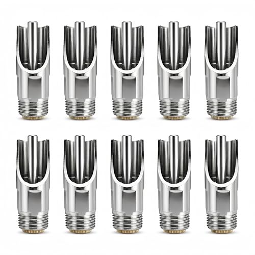 10 Pack Stainless Steel Pig Nipple Waterers 1/2" NPT, Automatic Hog Drinking System for Sow Piglet Livestock, BPA-Free Livestock Water Fountain, Easy Install Farm Barn Animal Waterer Kit