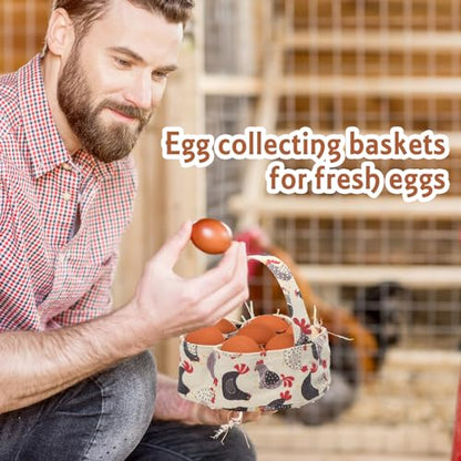 Sweetude 2 Pieces Egg Basket Mini Egg Collecting Bags Gathering Basket with 7 Pouches for Farmhouse Chicken Hen Duck Goose Housewife Garden Transporting Storage, 8 x 2.6 Inch(Lovely) - color: Lovely