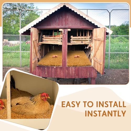 Teenyyou 6 Pack Chicken Nesting Box Pads, 13 x 13 x 1.18 Inch Washable Nesting Pad for Chicken Coop, Artificial Grass Rug Carpet Reusable Nest Box Bedding Fake Synthetic Turf Mat for Hen Laying Eggs