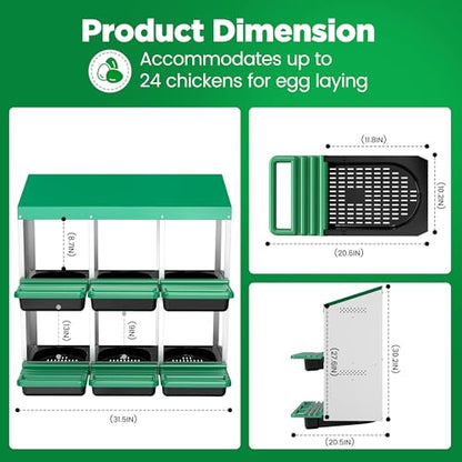 Eggluuz Chicken Nesting Box, 6 Compartments Egg Laying Nests Boxes for Hens - size: 6 Holes