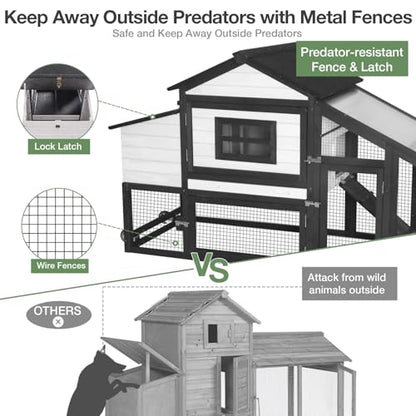 Mobile Chicken Coop for 2-4 Chickens with Wheels, Outdoor Hen House with Leak-Proof Tray, UV-Resistant Roof & Nesting Box for Chickens, Ducks, Rabbits (Black) - color: Black
