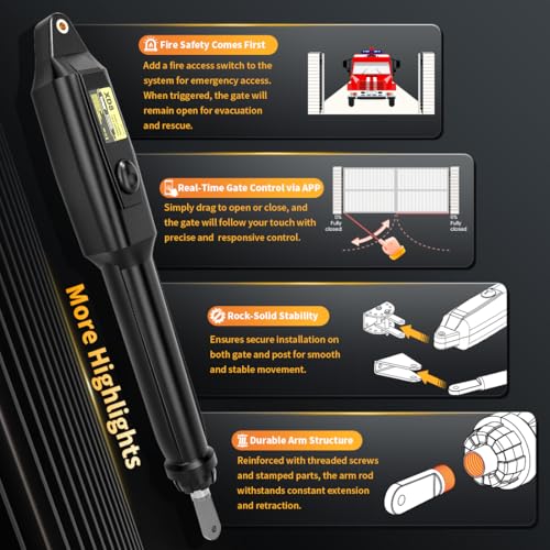 TOPENS XD852 Smart Gate Opener for Heavy Duty Dual Swing Gates Up to 18ft per Arm, Automatic Gate Opener with App Control AC Powered Remote Control Kit Solar Compatible