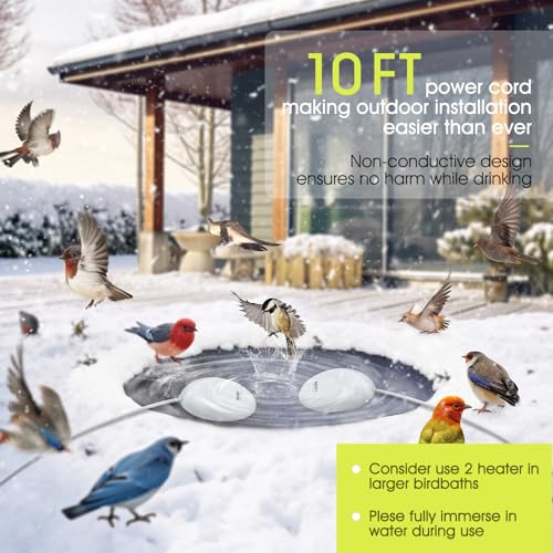 100W Bird Bath Heater for Outdoors in Winter, RIFNY Birdbath Deicer Water Heater Submersible for Bird Chicken Drinking with Thermostatically Control and Auto Shut-Off, Full-Covered Aluminum, 10FT Cord - size: 100W