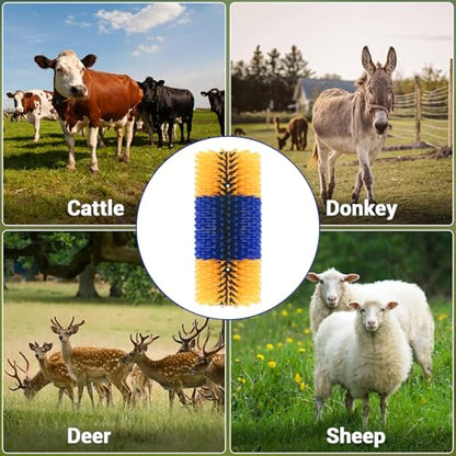 Garvee Livestock Scratch Brushes, Horse Scratcher Full Massage Grooming Brush Kit, Hard Silk Ranch Cow Brush Relieve Itching on the Back of Livestock for Horse Cow Cattle Sheep Pig Goat