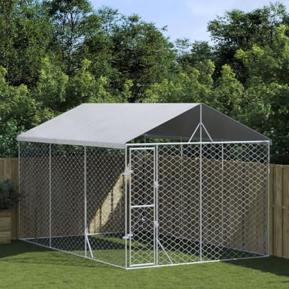 Outdoor Dog Kennel 10x15 Feet Galvanized Steel Pet Enclosure with Weatherproof Roof for Dogs, Chickens, Rabbits - Durable, Spacious, and Portable Animal Playpen - size: 10 x 15 x 8.2 ft