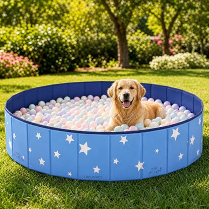47in Extra Large Dog Ball Pit – Foldable Pet Playpen Ball Pool for Large Dogs, Puppies and Cats, Indoor Outdoor Playpen (Balls Not Included) (Blue)