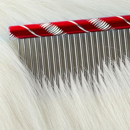 MEKBOK Dog Comb Grooms Cats As Well - for Medium to Thick Coats - 8 Inch Length - Rounded Spine - Grooming Tool for Mats and Shedding (Red) - color: Red