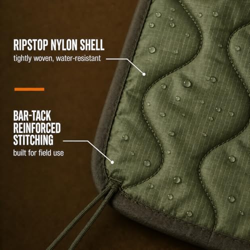 USGI Industries Military Woobie Blanket | Thermal Insulated Camping Blanket, Poncho Liner | Large, Portable, Water-Resistant, for Hiking, Survival | Compression Carry Bag - color: Olive Drab Green