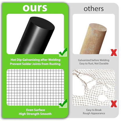 PVC Coated Welded Wire Fence,1/2 inch 48 in x 50 ft,Chicken Wire,Black Metal Fence Mesh Wire Roll,Garden Fencing Welded Wire Mesh for Pet Enclosures,Vegetable,Poultry and Agricultural Use - color: Black, size: 1/2"x1/2" 48inx50ft