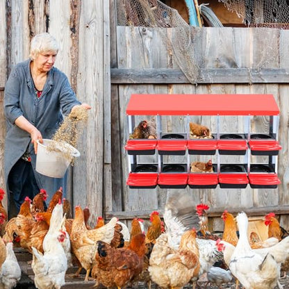 Chicken Nesting Boxes with Cleanable Pull-Out Trays - 10 Hole Metal Rollaway Nest Box for Laying Hens, Wall Mount or Placed Design for Easy Egg Collection & Cleaning