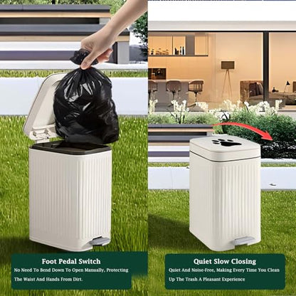 Dog Poop Trash Can Outside, 5L/1.3 Gal Pet Poop Bucket with Lid, Foot Pedal, Dog Waste Container with 40 Bags, Lid Soft Close for Pet, White - size: 5L White Trash Can