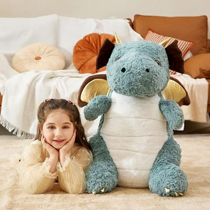 IKASA Giant Dragon Stuffed Animal Plush Toy,23" Large Winged Dinosaur Big Jumbo Soft Toys, Huge Size Cute Fluffy Plushy Fat Plushie,Gifts for Kid - style: Dragon