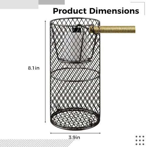 Black Iron Reptile Heat Lamp Guard, Anti-Scald Elevated Mesh Cage, 8.1 x 3.9 in / 20.5 x 10 cm with Long-Lasting Construction, Easy Installation, Superb Heat Dissipation for Birds and Reptiles
