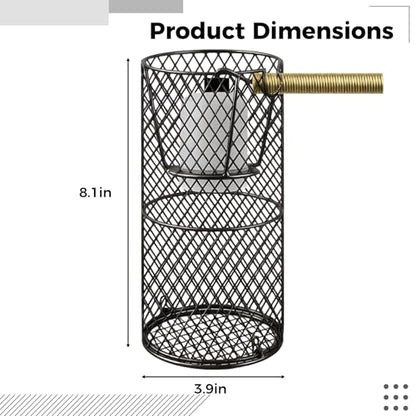 Black Iron Reptile Heat Lamp Guard, Anti-Scald Elevated Mesh Cage, 8.1 x 3.9 in / 20.5 x 10 cm with Long-Lasting Construction, Easy Installation, Superb Heat Dissipation for Birds and Reptiles