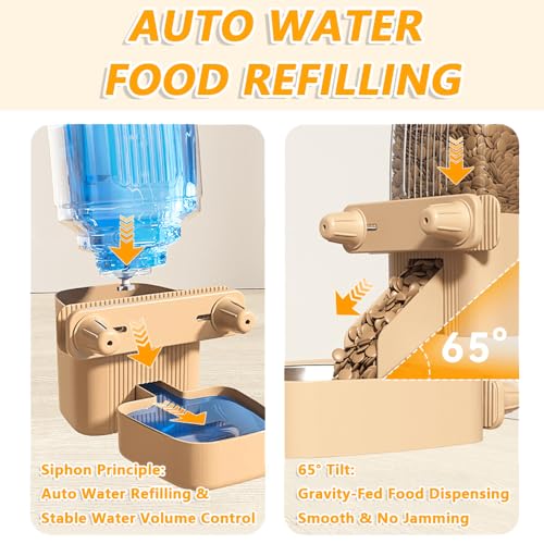 2-Pack Cage-Style Large Capacity Hanging Automatic Pet Feeder & Water Dispenser 50oz/1500ml,for Cages 0.98" Max Inner,1.77"-2.56" Outer,for Small/Medium Dogs, Cats, Rabbits & Guinea Pigs - color: Grey