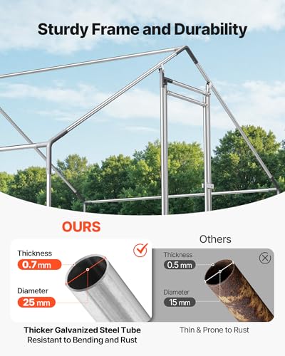 VEVOR Large Metal Chicken Coop, 19.7x9.8x6.5ft Walk-in Chicken Runs for Yard with Cover, Spire Roof Hen House with Security Lock for Outdoor and Backyard, Farm, Duck Rabbit Cage Poultry Pen - size: 236.2"L x 118.1"W x 66.7"H