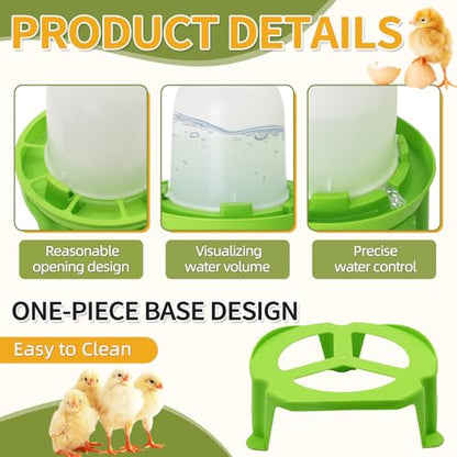 Chicken Feeder and Waterer Set, 3 Adjustable High-Legged Chassis | 1.5L Waterer and 1.5kg Feeder leak proof, Baby Chick Starter Kit Easy to Disassemble, for Ducks/Quail
