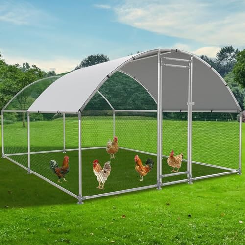 2 Pack Chicken Coop Cover Waterproof, 11.3 * 6.3 FT Chicken Run Cover Coop Tarp, Large Chicken Coop, Duck Coop Tarp Replacement,White (Top Cover Only, Frame Not Included)