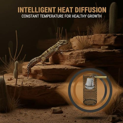 Black Iron Reptile Heat Lamp Guard, Anti-Scald Elevated Mesh Cage, 8.1 x 3.9 in / 20.5 x 10 cm with Long-Lasting Construction, Easy Installation, Superb Heat Dissipation for Birds and Reptiles