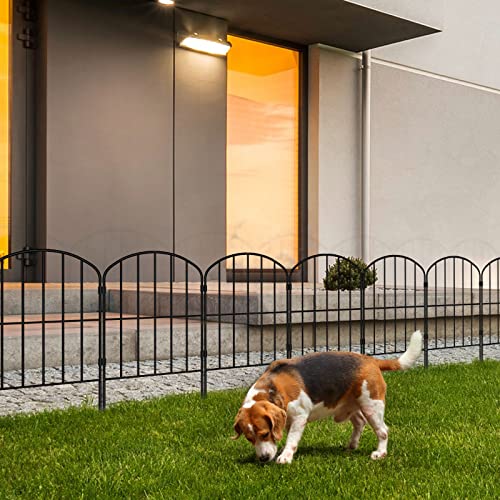 OUSHENG 25 Panels Metal Garden Fence 27ft x 24in - Rustproof Decorative Wire Fencing for Outdoor Yard, Flower Bed, Patio | Arched Animal Barrier & Landscape Edging (Black) - size: 27' (L) x 24'' (H)