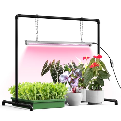 Bstrip Grow Light Stand, 2ft 24W Grow Light for Indoor Growing, Full Spectrum LED Plant Light for Seed Starting, Height Adjustable, Large 29.5" L x 18.3" W x 26.0" H - size: Large 29.5" L x 18.3" W x 26.0" H