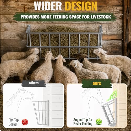 25 Gallon Wall Mount Hay Feeder, Metal Hay Rack for Goats and Horses | Galvanized steel, livestock feeding rack, barn stall feed holder, space-saving, rounded edges, easy install - color: 25 Gallon