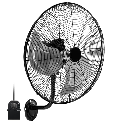 Tangkula 20 Inch Wall Mount Fan with Aluminum Blades, Industrial 3-Speed Oscillating Metal Wall Fan, Heavy Duty for Shop, Commercial, Garage, Warehouse, Workshops & Factory - style: 1-Pack