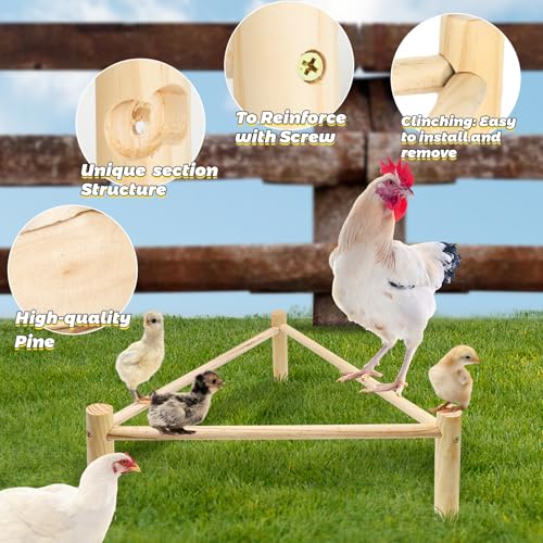 Chicken Perch for Coop & Brooder, Chicken Roosting Bars, Chicken Toys & Pine Wooden Coop Accessories, Triangular Chick Perch for Parrots Birds, Natural Poultry Stand Chicken Nesting Support (1 PCS) - size: 1 Pcs