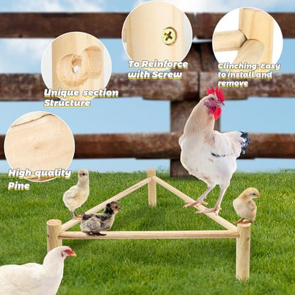 Chicken Perch for Coop & Brooder, Chicken Roosting Bars, Chicken Toys & Pine Wooden Coop Accessories, Triangular Chick Perch for Parrots Birds, Natural Poultry Stand Chicken Nesting Support (2 PCS) - size: 2 Pcs