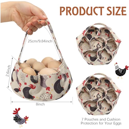 Sweetude 2 Pieces Egg Basket Mini Egg Collecting Bags Gathering Basket with 7 Pouches for Farmhouse Chicken Hen Duck Goose Housewife Garden Transporting Storage, 8 x 2.6 Inch(Lovely) - color: Lovely