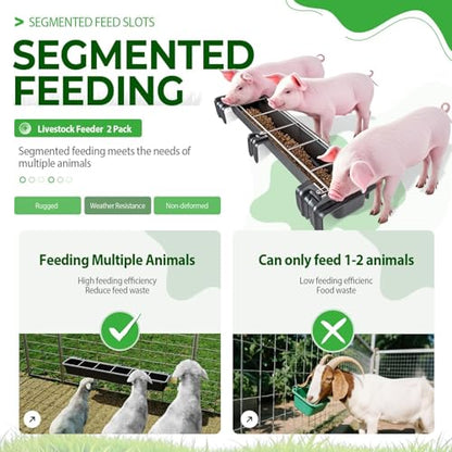 37.63In Goat Feeder, 2.5 Gallon Livestock Feeding Rack, Divided and Hanging Design for Sheep Farming, Livestock Water Trough, 1PC