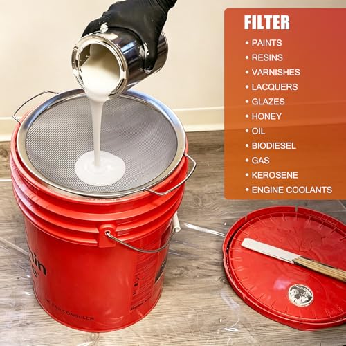Fine Mesh Paint Strainer 60 Mesh Stainless Steel Paint Filter Emulsion Honey Funnel Filter Cover Fits 5 Gallon Paint Bucket Filter Tool Insert Strains (2 pcs) - size: 2 pcs