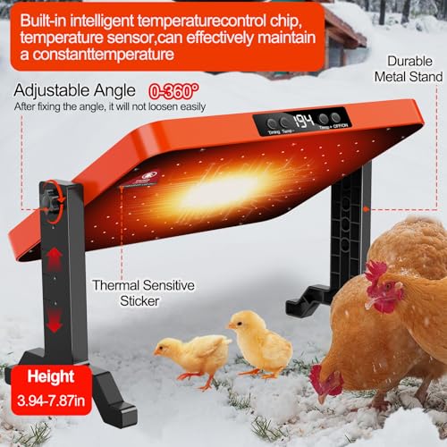 Chicken Coop Heater for Winter,200W Smart Brooder Coop Heater with Overheating Protection,Radiant Heat Panel with Remote Control Timer & Adjustable Temp,Large Heat Warmer for Chicken Kitten Puppy Pets