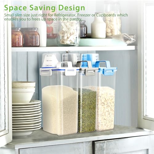 Viretec Rice Storage Container, 3 to 5Lbs Dry Food Airtight Container, Pet Dog Cat Food Canister, BPA Free Clear Plastic Kitchen and Pantry Organization Bin for Oatmeal, Grain, Cereal, Pasta, Flour - color: 3L/White