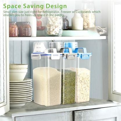 Viretec Rice Storage Container, 3 to 5Lbs Dry Food Airtight Container, Pet Dog Cat Food Canister, BPA Free Clear Plastic Kitchen and Pantry Organization Bin for Oatmeal, Grain, Cereal, Pasta, Flour - color: 3L/White