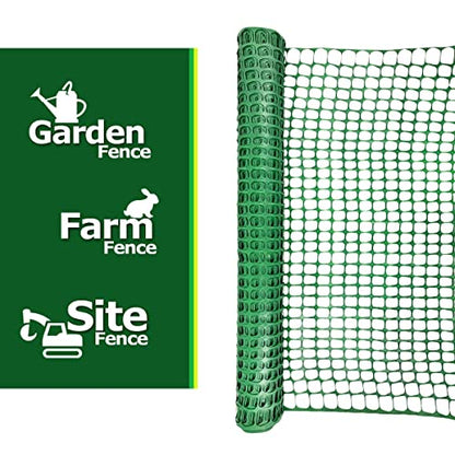 Ashman Plastic Mesh Fence, 4'x50' Feet, 1 Roll, Green, Construction Barrier Netting, Garden Fencing, Fences Wrap, Above Ground, for Snow, Poultry, Chicken, Deer, Patio, Garden Netting, Green 50FT. - color: Green, size: 50 FT