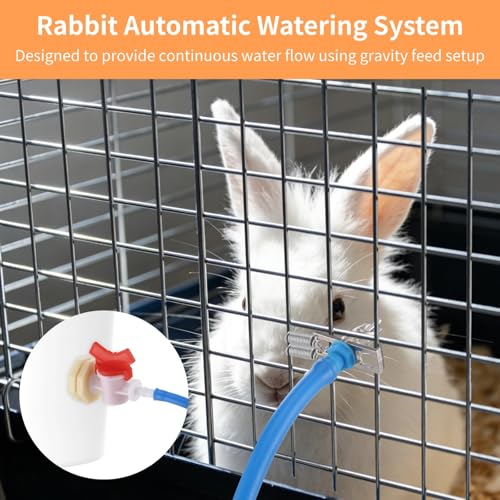 Automatic Rabbit Watering System, Include 12 Nipple Drinker, Hose and Valve | Gravity Feed Watering Kit with Drinking Nipples 28 mm Hole Opener for Rabbits Guinea Pigs Hamsters