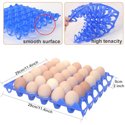 8 Packs Large Plastic Egg Tray 30-Grid Egg Crates Stackable Egg Cartons Reusable Egg Holder Big Egg Container for Home Chicken Farmers
