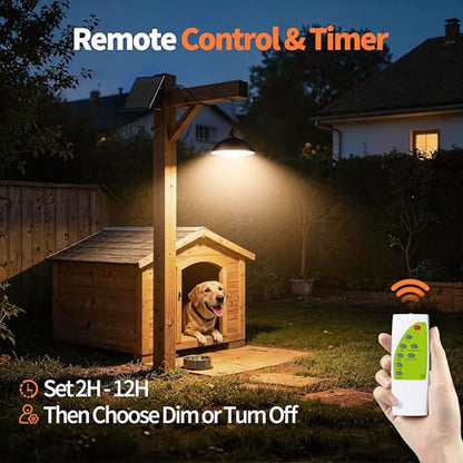 intelamp Solar Pendant Lights Indoor Outdoor, 4000mAh Gazebo Shed Chandeliers with Remote All Day/Night Mode 16.4Ft Hanging Warm White Lighting for Outside Barns Chicken Coop - size: Chandelier (1-Pack)