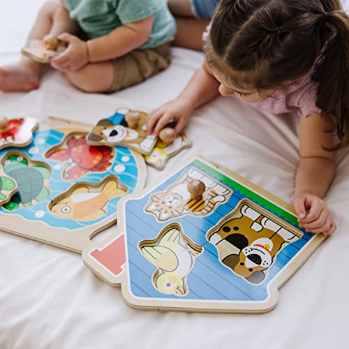 Melissa & Doug Animals Jumbo Knob Wooden Puzzles Set - Fish and Pets - style: Fish & Pets