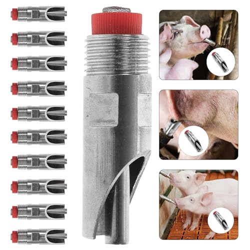 Pig Water Nipple 10Pcs Pig Waterer Stainless Steel Automatic Livestock Waterer Farm Animal Activated Water Feeder Bowl Rabbit Barn