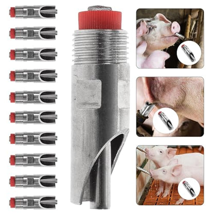 Pig Water Nipple 10Pcs Pig Waterer Stainless Steel Automatic Livestock Waterer Farm Animal Activated Water Feeder Bowl Rabbit Barn