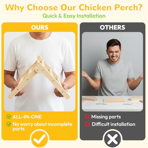 Innoland Chick Perch Foldable, Chick Toys Stable & No Assemble, Baby Chick Toys for Stand Training, 12.44" ×11.02" ×7.44" Chick Roosting Perch for Chicks Brooder | Coop (L) - size: 12.44" ×11.02" ×7.44"