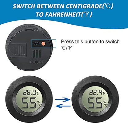 Weewooday 8 Pcs Mini Hygrometer Thermometer Digital LCD Monitor Indoor/Outdoor Room Humidity Meter Temperature Gauge for Greenhouse Garden Reptile Incubator Cellar ℉/℃ (Black,White) - size: Black, White