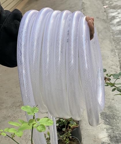 1/2" ID x 3/4" OD - 25Ft Clear Braided Plastic Vinyl Tubing PVC Flexible Vinyl Tube Heavy Duty UV Chemical Resistant Hose Water - size: 25 ft, style: 1/2" ID x 3/4" OD